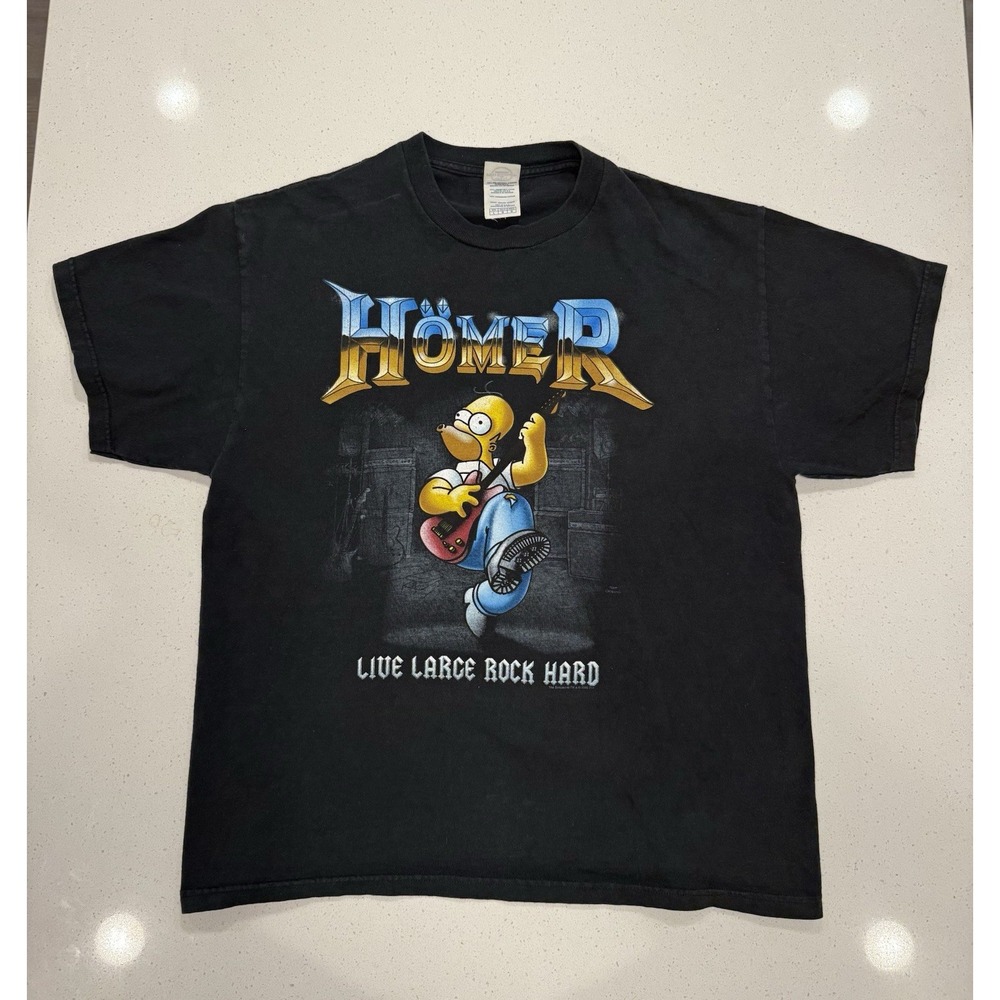 Vtg The Simpsons Live Large Rock Hard Shirt‎ Large Homer